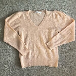 “Astr The Label: Abigail Puff Sleeve Embellished Sweater In peach Jewel size m”